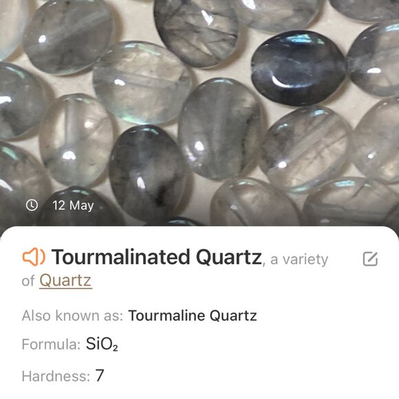 Genuine Grey Tourmalinated Quartz Short Necklace,Gemstone & Cat Person Paw Print - Picture 13 of 14